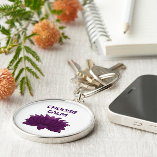 Choose Calm Purple Lotus Flower  Key Ring