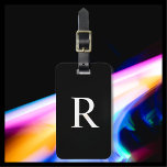 CHOOSE COLOR or Black and White Monogram Bag  Luggage Tag<br><div class="desc">CHOOSE YOUR COLOR Monogram Minimalist Luggage Bag Tag - You be the designer!!! This modern Luggage Tag in a classic font is your colour with white monogram and white text. Default background is black. Simple, elegant, and chic! Easy to personalise, or delete example text. All Rights Reserved © 2024 Alan...</div>