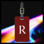 CHOOSE COLOR or dark Burgundy Red Monogram Bag  Luggage Tag<br><div class="desc">CHOOSE YOUR COLOR Monogram Minimalist Luggage Bag Tag - You be the designer!!! This modern Luggage Tag in a classic font is your colour with white monogram and white text. Default background is dark burgundy red. Simple, elegant, and chic! Easy to personalise, or delete example text. All Rights Reserved ©...</div>