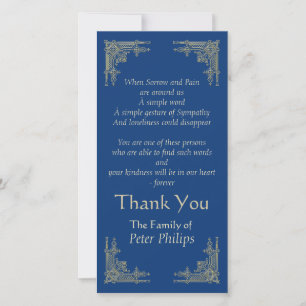 Choose colour Art deco 3 Sympathy Thank You Card