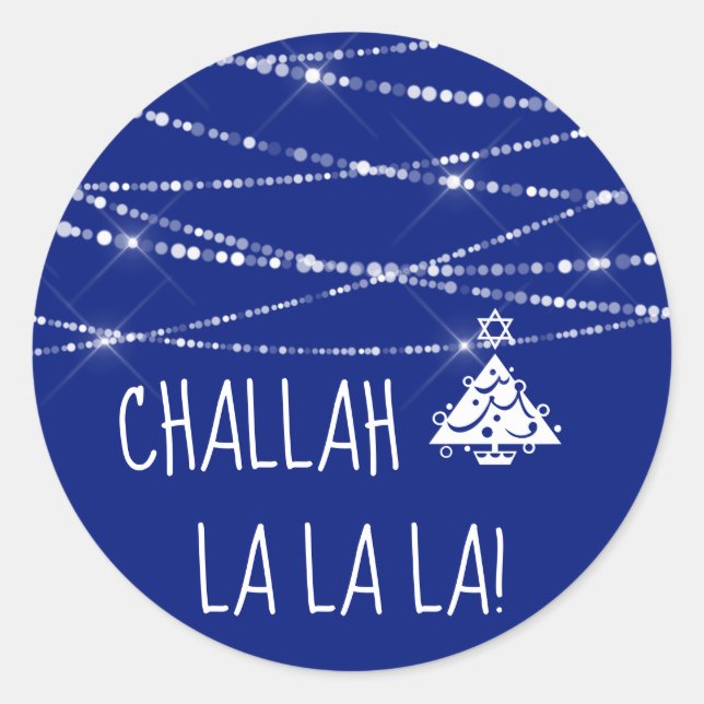 Choose Colour Challah La La La Christmas Hanukkah Classic Round Sticker (Front)