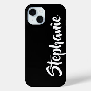 Choose Colour Personalised Name Black and White iPhone 15 Case