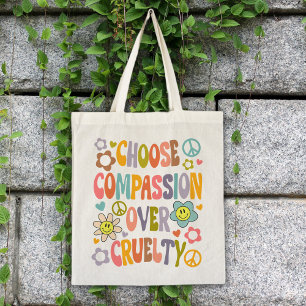 Choose Compassion Over Cruelty, Flowers Retro Tote Bag