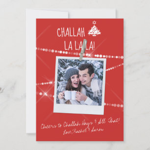 Choose Custom Colour Photo Chrismukkah Card   Red