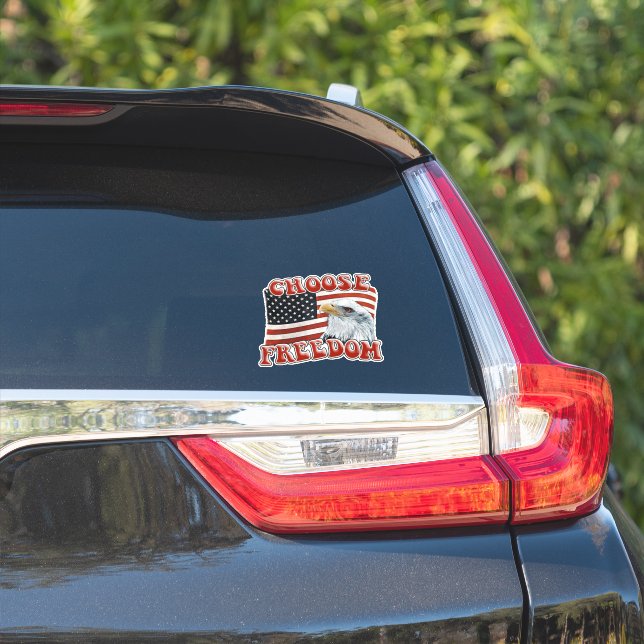 CHOOSE FREEDOM Rustic Eagle on American Flag (Car Side)