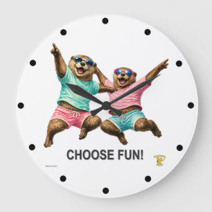 Choose Fun Otter Duo Large Clock