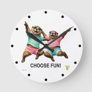 Choose Fun Otter Duo Round Clock