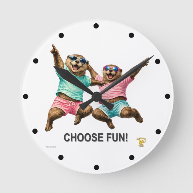 Choose Fun Otter Duo Round Clock (Front)