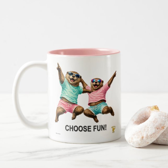 Choose Fun Otter Duo Two-Tone Coffee Mug (With Donut)
