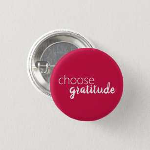 Choose Gratitude Pink White Typography Grateful 3 Cm Round Badge
