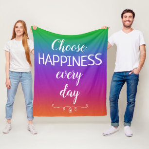 Choose Happiness Every Day Colourful Fleece Blanke Blanket
