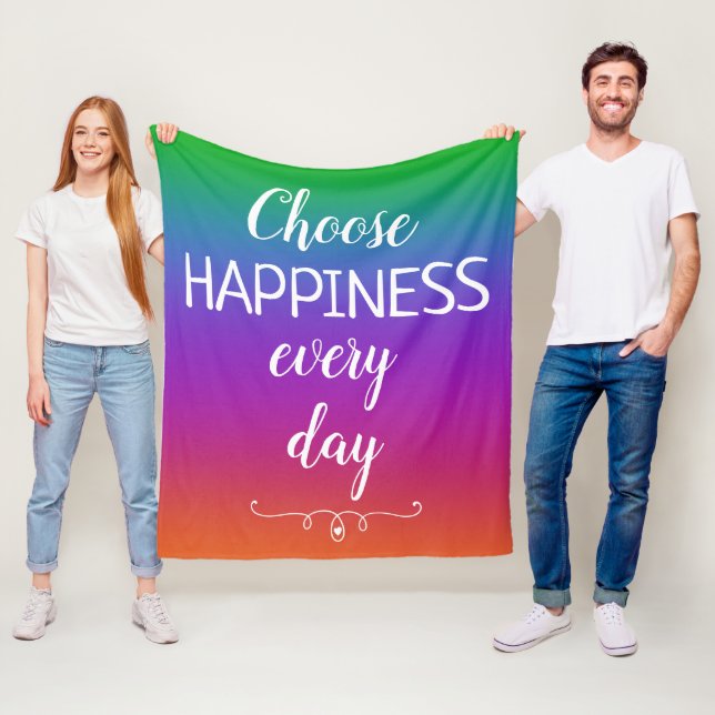 Choose Happiness Every Day Colourful Fleece Blanke Blanket (In Situ)