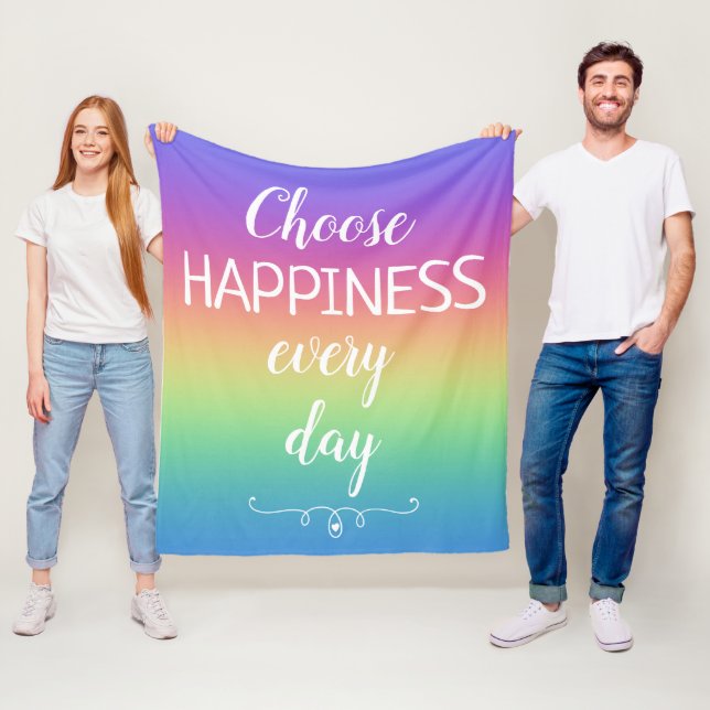 Choose Happiness Every Day Colourful Fleece Blanke Blanket (In Situ)