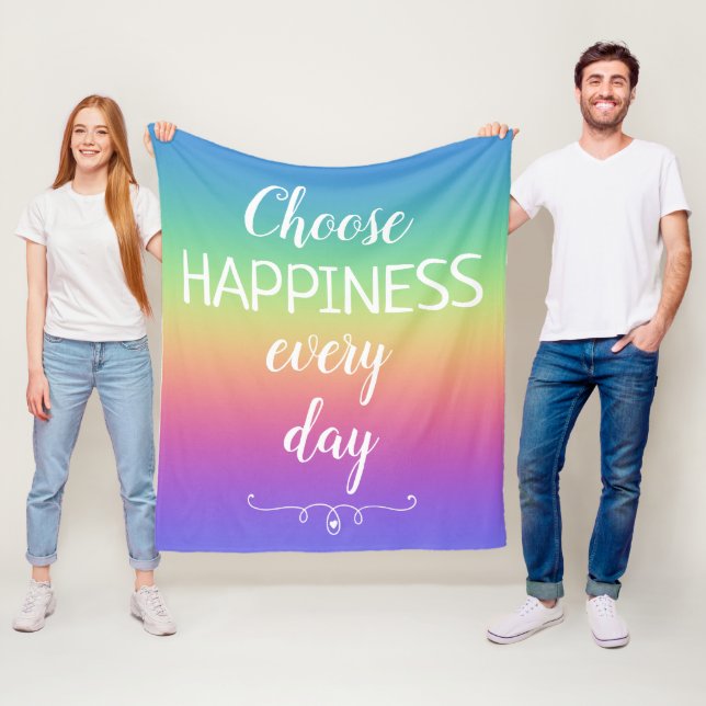 Choose Happiness Every Day Colourful Fleece Blanke Blanket (In Situ)
