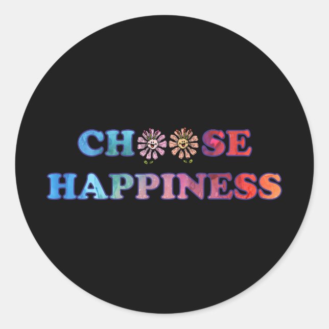 Choose Happiness Rainbow Classic Round Sticker (Front)