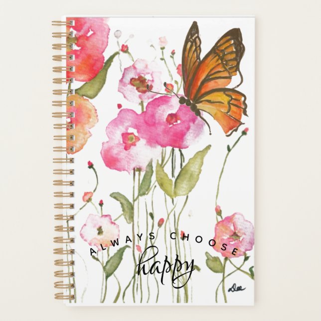 Choose Happy Butterfly Garden Spiral Planner (Front)