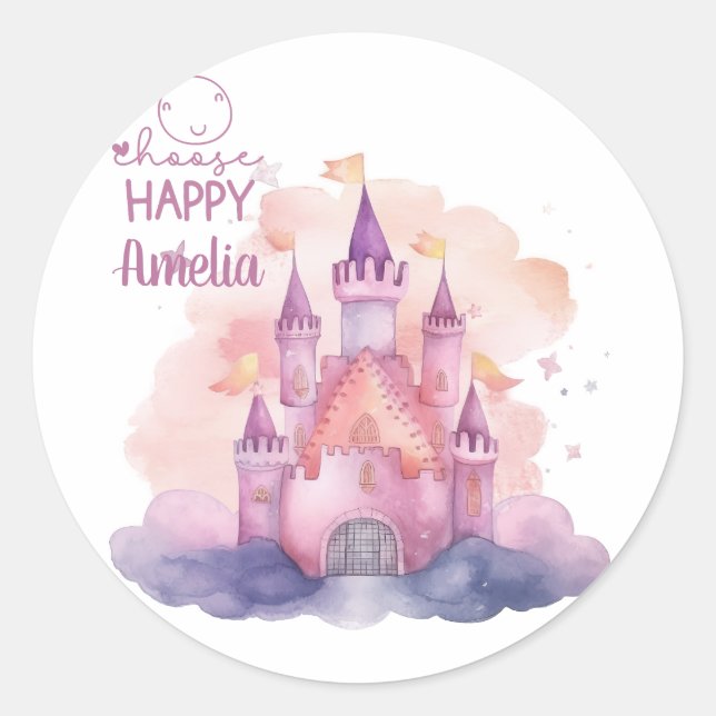 Choose Happy Classic Round Sticker (Front)