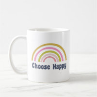 Choose Happy Cute Retro Rainbow Inspirational