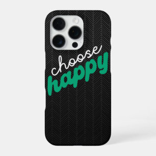 Choose Happy Modern Black Pattern iPhone Case