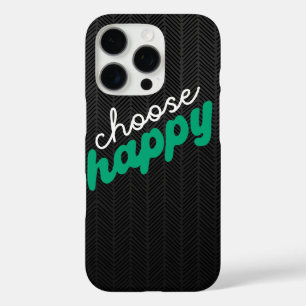 Choose Happy Modern Black Pattern iPhone Case