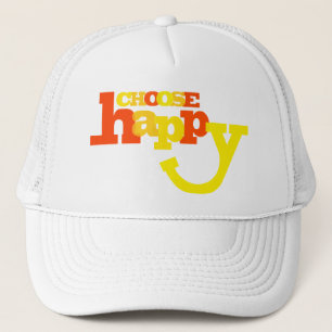 Choose happy orange yellow graphic hat