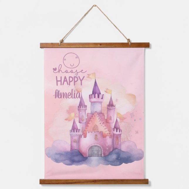 Choose Happy Palace on the Pink Cloud customisable Hanging Tapestry (Front)