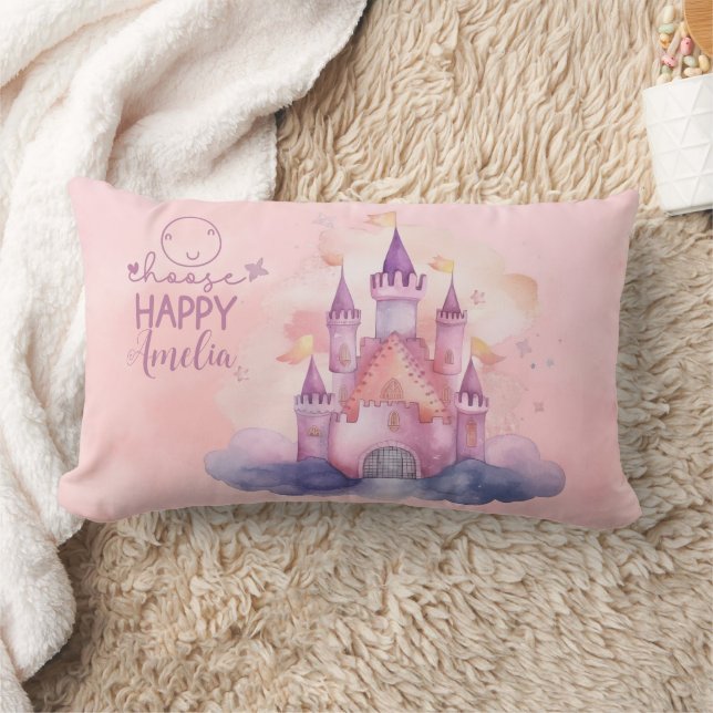 Choose Happy Palace on the Pink Cloud Lumbar Cushion (Blanket)