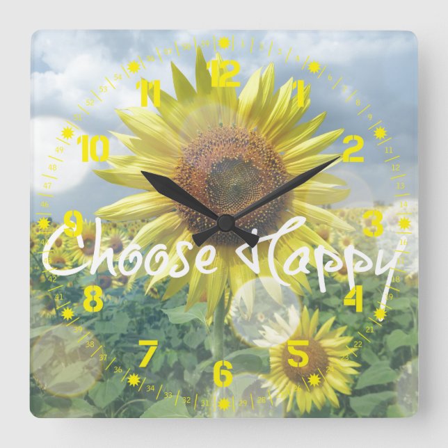 Choose Happy Sunflower Clock (Front)