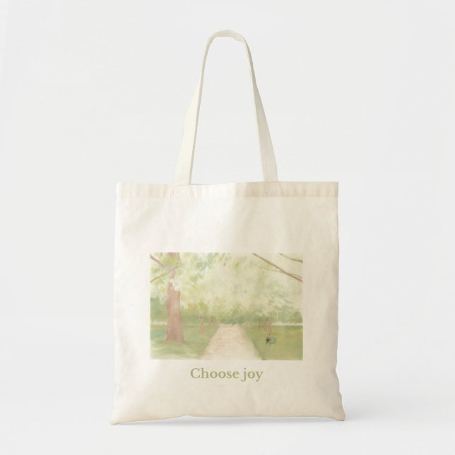 “Choose Joy” Aesthetic Tote Bag – Soft Nature  (Front)