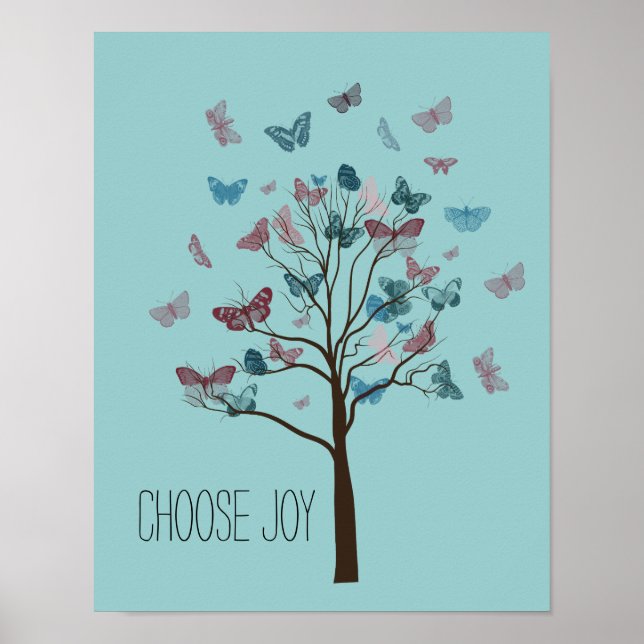 Choose Joy Butterflies Tree Poster (Front)