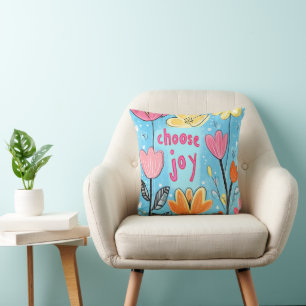 Choose Joy Colourful Flower Art Cushion