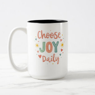 Choose Joy Daily Pastel Doodle Icon Two-Tone Coffee Mug
