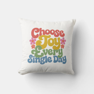 Choose Joy Every Single Day Retro Rainbow  Cushion