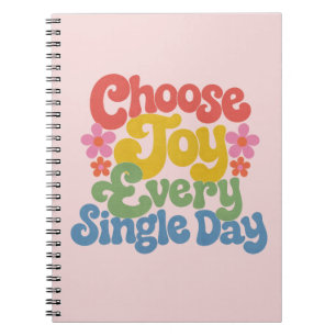 Choose Joy Every Single Day Retro Rainbow Notebook