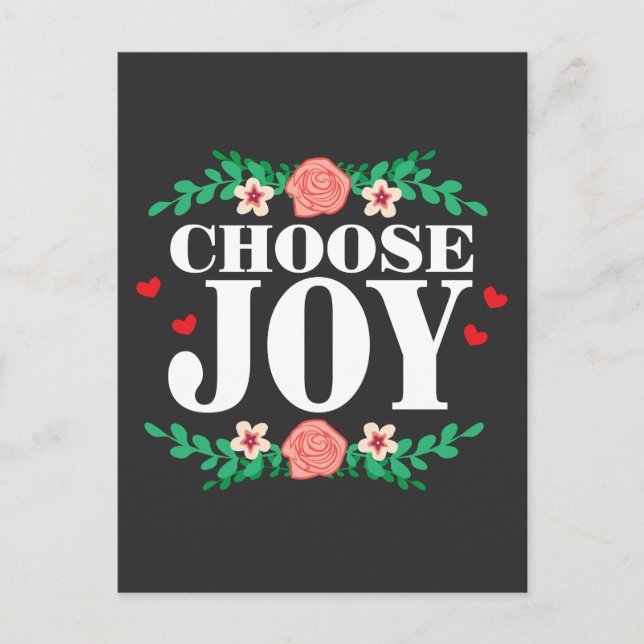 Choose Joy Inspirational Quote Colourful Flower Postcard (Front)