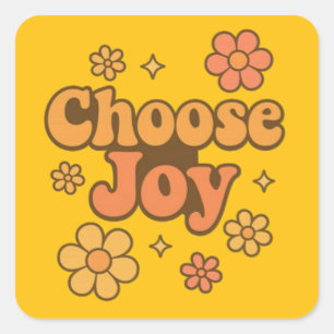 Choose Joy Minimalist Art - Positive Mindset Print Square Sticker