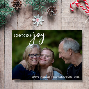 Choose Joy Modern Christmas Happy Holiday Photo Card