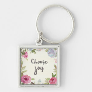 Choose Joy Pastel Floral Key Ring