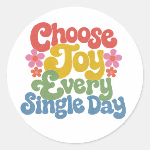 Choose Joy Retro Rainbow Classic Round Sticker