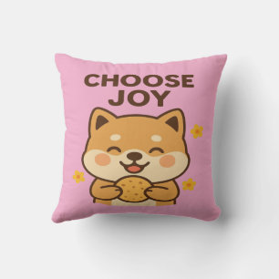 Choose Joy Shiba Inu Pillow   Positive Vibes Decor