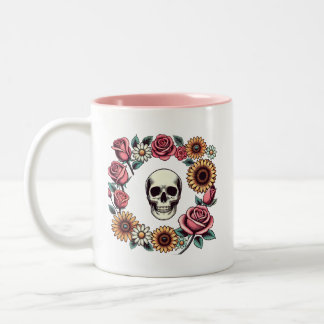 Choose Joy Skull and Flowers Two-Tone Coffee Mug