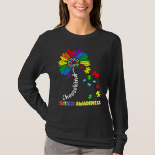 Choose Kind Autism Awareness Month Women Sunflower T-Shirt