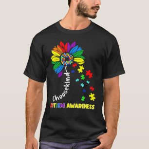 Choose Kind Autism Awareness Month Women Sunflower T-Shirt