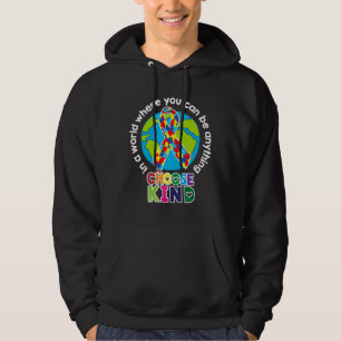 Choose Kind Autism Awareness Puzzle Ribbon Fitted  Hoodie