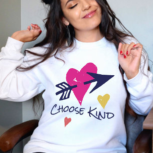 Choose Kind Colourful Hearts Whimsical Modern Cute Sweatshirt