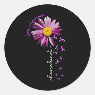 Choose Kind Lupus Awareness Gift Purple Ribbon  Classic Round Sticker