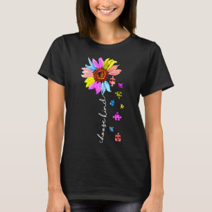 Choose Kind Sunflower Puzzle Pieces Autism Awarene T-Shirt