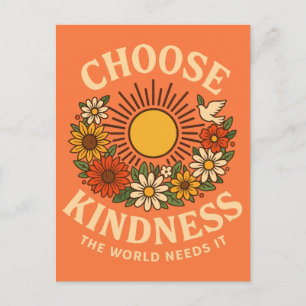 Choose Kindness Retro Floral Art Holiday Postcard