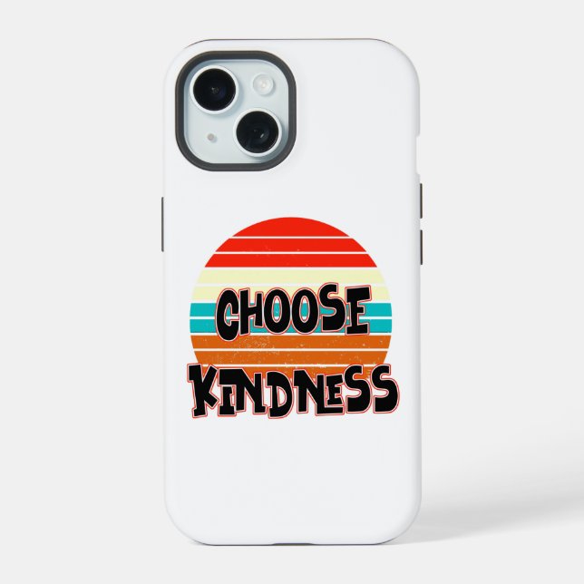 Choose Kindness - Sunset red blue orange yellow iPhone 15 Case (Back)