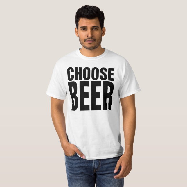 Choose Life Choose Beer Funny 80s T Shirt (Front Full)